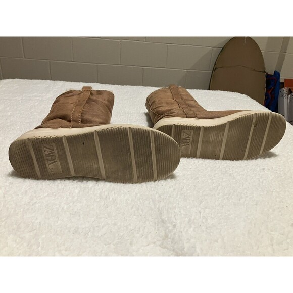 Zara girls suede fur Winter Fold Down boots!!  Size EU 34 US 2 Color Brown - Picture 5 of 9